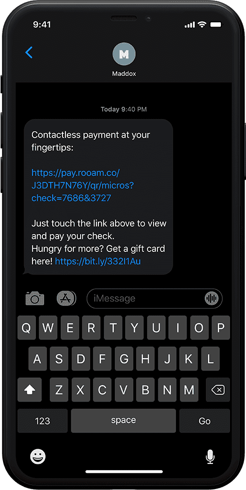 Rooam Pay Split The Check Screen
