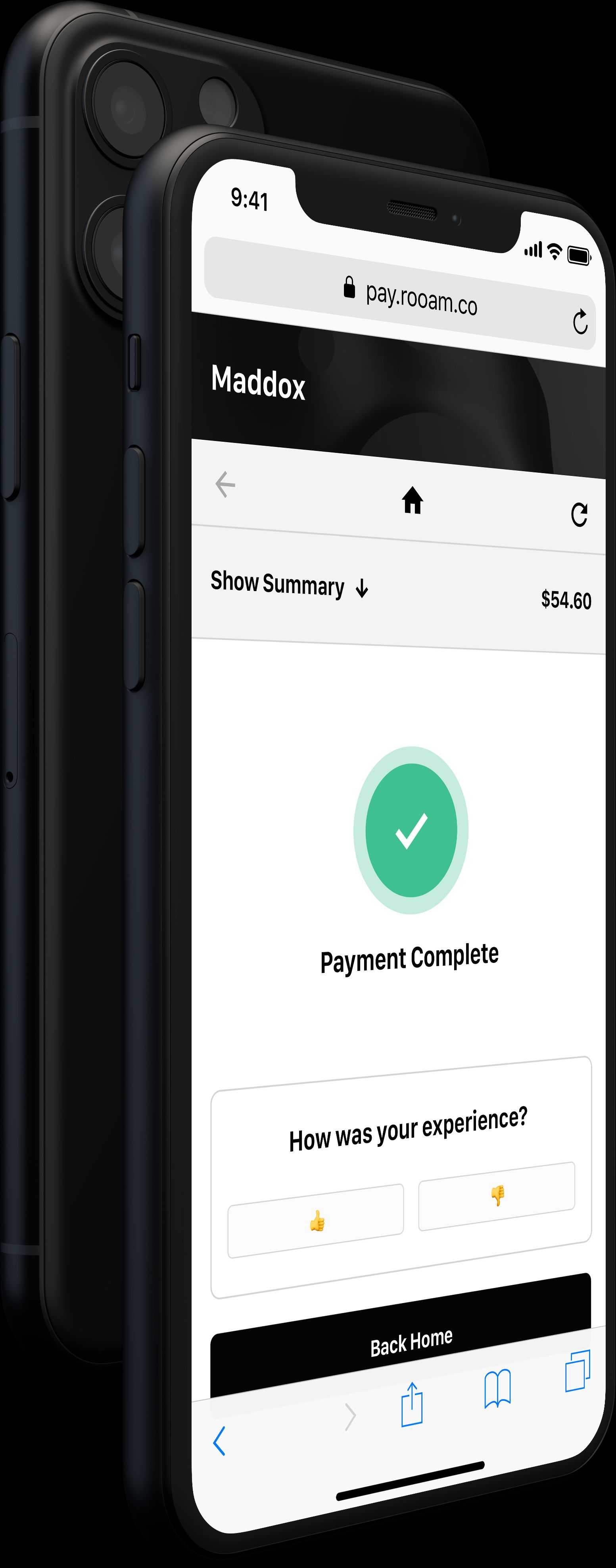 Rooam Pay inside an iPhone